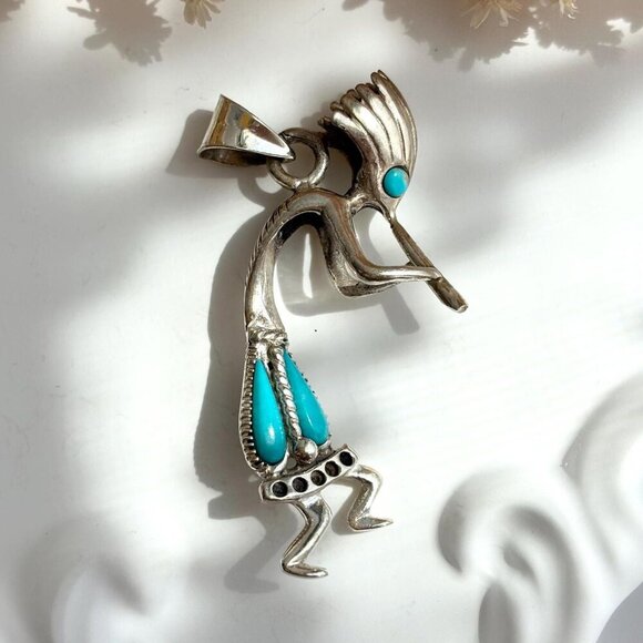 Sterling Silver Kokopelli Fertility Deity Native American Vintage Pendant - Picture 1 of 10